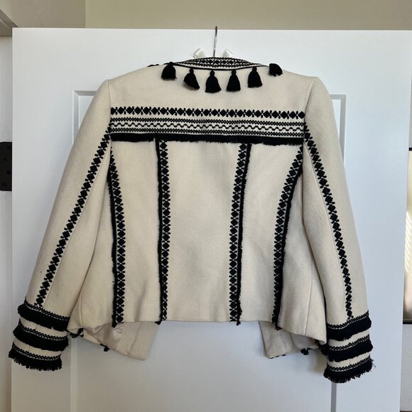 Boden Cream Ivory Embroidered Long Sleeve Cropped Jacket Blazer Sz 2 - Picture 2 of 8